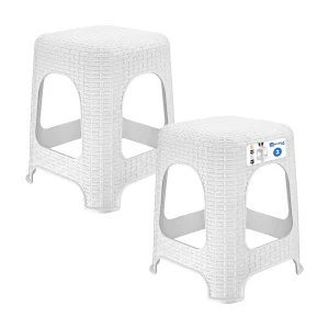 KADAX Taboret rattan 45 x 26 cm biały, 2 szt. 4201304