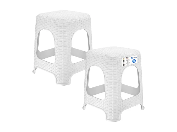 KADAX Taboret rattan 45 x 26 cm biały, 2 szt. 4201304 KADAX Taboret rattan 45 x 26 cm biały, 2 szt. 4201304