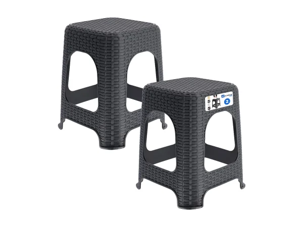 KADAX Taboret rattan 45 x 26 cm antracyt, 2 szt. 4201310 KADAX Taboret rattan 45 x 26 cm antracyt, 2 szt. 4201310