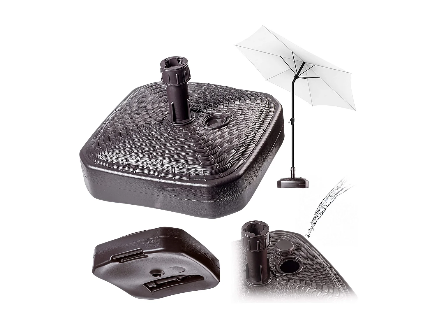 KADAX Podstawa pod parasol ogrodowy Solero rattan kwadrat brąz 4201377 - obrazek 1