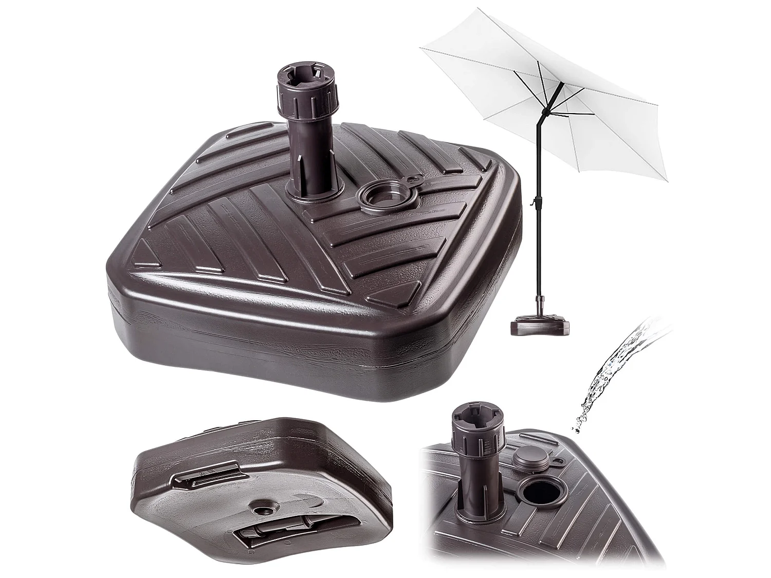 KADAX Podstawa pod parasol ogrodowy Solero w paski kwadrat brąz 4201382 - obrazek 1