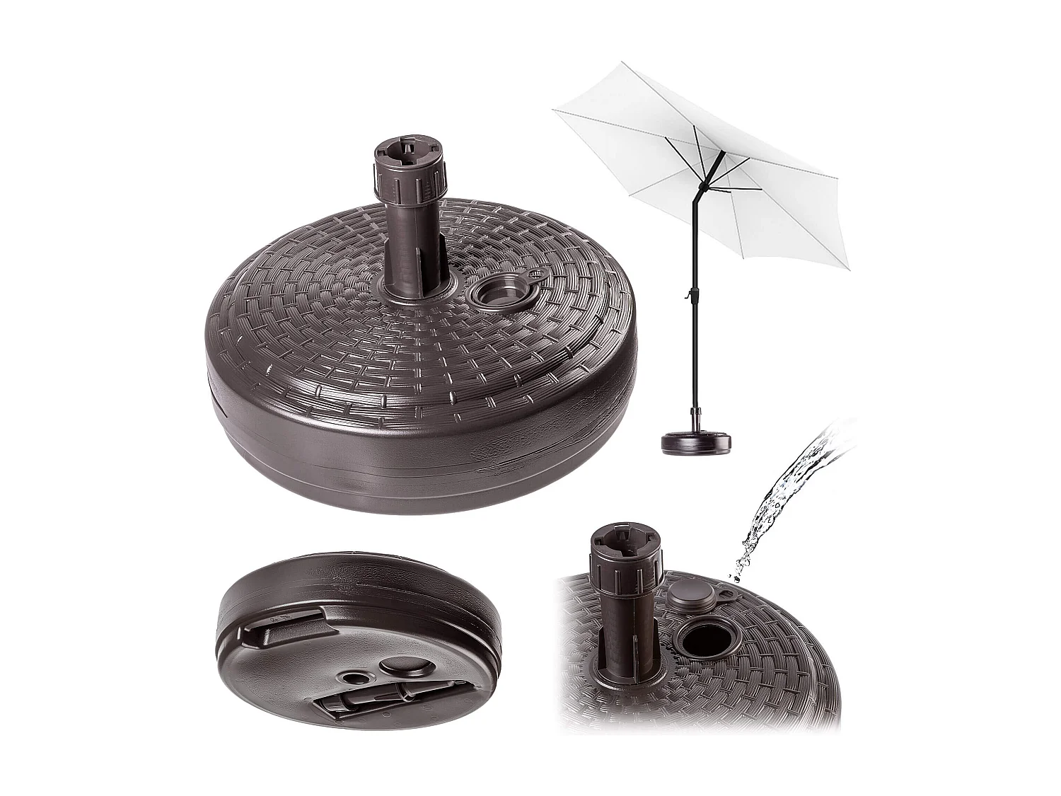 KADAX Podstawa pod parasol ogrodowy Solero rattan okrągła brąz 4201386 - obrazek 1