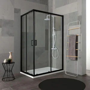 Kabina prysznicowa prostokątna „Cielo” ze szkła transparentnego z matowym czarnym profilem cm 70×90 190h 4210681 Kabina prysznicowa prostokątna „Cielo” ze szkła transparentnego z matowym czarnym profilem cm 70×90 190h 4210681
