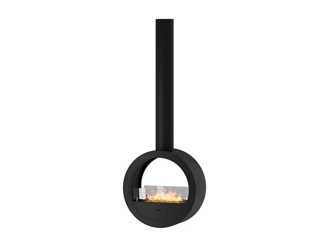 Incyrcle Slim 2-stronny kominek na bioetanol wiszący na suficie - okrągły, designerski biokominek z podwójnymi otwartymi bokami, szerokość 70 cm 4215387 - obrazek 1