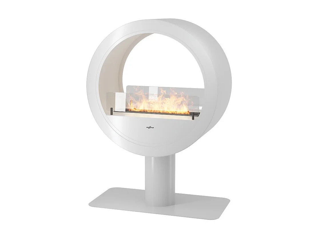 Wolnostojący kominek bioetanolowy Incyrcle Stand 2Side - okrągły, dwustronny, 70 cm szerokości, biały 4215395 - obrazek 1