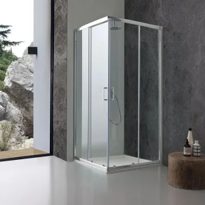 Kabina prysznicowa kwadratowa z drzwiami przesuwnymi „Genova Two” ze szkła hartowanego błyszczącego cm 70×70 185h 4222691 Kabina prysznicowa kwadratowa z drzwiami przesuwnymi „Genova Two” ze szkła hartowanego błyszczącego cm 70×70 185h 4222691
