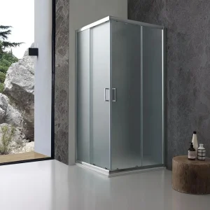 Kabina prysznicowa kwadratowa z drzwiami przesuwnymi „Genova Two” ze szkła hartowanego nieprzezroczystego cm 90x90185h 4222695 Kabina prysznicowa kwadratowa z drzwiami przesuwnymi „Genova Two” ze szkła hartowanego nieprzezroczystego cm 90x90185h 4222695