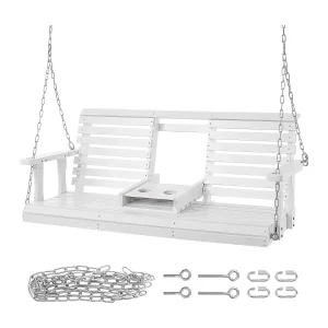 Huśtawka na Przedpokój SucceBuy, z Drewna o Długości 152,4 cm, Krzesło Zawieszone do Ogrodu, Patio lub Tarasu, Biały 4284858 Huśtawka na Przedpokój SucceBuy, z Drewna o Długości 152,4 cm, Krzesło Zawieszone do Ogrodu, Patio lub Tarasu, Biały 4284858