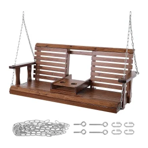 Huśtawka na Przedpokój SucceBuy, z Drewna o Długości 152,4 cm, Krzesło Zawieszone do Ogrodu, Patio lub Tarasu, Brązowy 4284859 Huśtawka na Przedpokój SucceBuy, z Drewna o Długości 152,4 cm, Krzesło Zawieszone do Ogrodu, Patio lub Tarasu, Brązowy 4284859