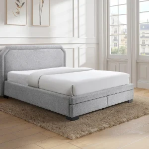 Łóżko z szufladami 160 x 200 cm – Tkanina – Jasnoszary – INASTO 3800044 Łóżko z szufladami 160 x 200 cm – Tkanina – Jasnoszary – INASTO 3800044