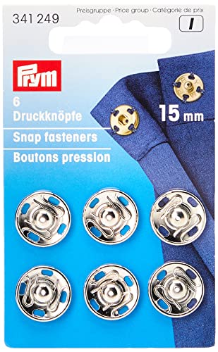 Prym Sew On Snap Silver (15 mm) mosiężne elementy łączniki 1 Sztuk