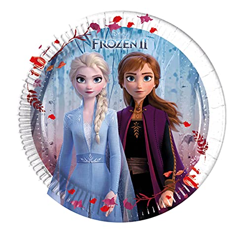 Procos 93484 talerz imprezowy Frozen 2, rozmiar 20 cm, 8 sztuk, jednorazowe talerze z papieru, urodziny dziecka, naczynia na imprezę, FSC