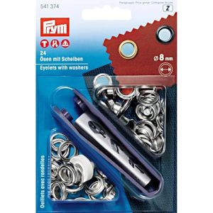 Prym Oczka Z Podkladkami 24 Sztuki, Srednica 8 mm, Srebrna Prym Oczka Z Podkladkami 24 Sztuki, Srednica 8 mm, Srebrna