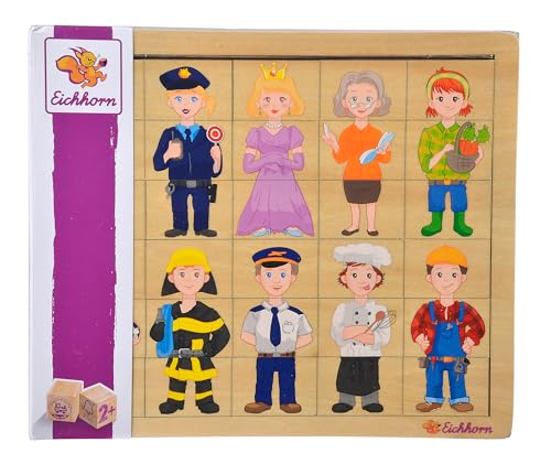 Eichhorn 100005408 puzzle, Mix und Match, puzzle z 30 elementami, 26 x 22 cm, 100% certyfikowana sklejka lipowa, FSC Eichhorn 100005408 puzzle, Mix und Match, puzzle z 30 elementami, 26 x 22 cm, 100% certyfikowana sklejka lipowa, FSC