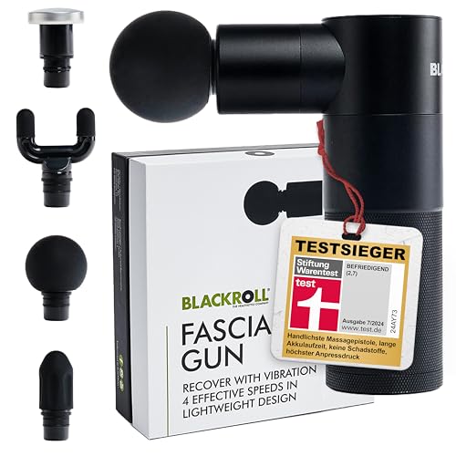 BLACKROLL FASCIA GUN pistolet do masażu wysokiej jakości mini z USB C, mięśni i powięzi, 4 nasadki regulowanymi stopniami, łagodzenia bólu relaksu - obrazek 1