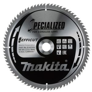 Makita Brzeszczot do drewna Efficut akumulatorowych pił ukośnych (305 x 2,15 30 mm, 100 zębów) B 67321 Makita Brzeszczot do drewna Efficut akumulatorowych pił ukośnych (305 x 2,15 30 mm, 100 zębów) B 67321