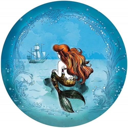 Komar Disney DOT okrągła i samoprzylepna fototapeta z włókniny firmy Ariel Dreaming średnica 125 cm syrenka, pokój dziewczynki, tapeta dziecięca, dziecięcy, tatuaż ścienny DD1 020 - obrazek 1