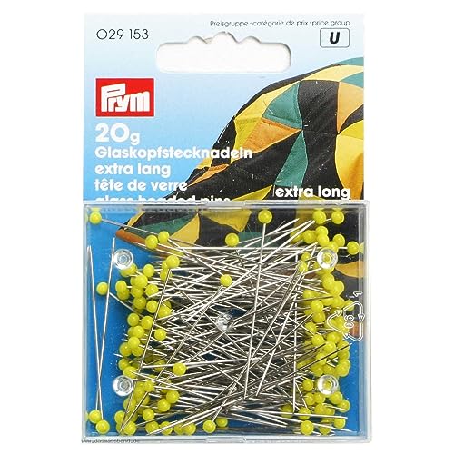 Prym 29153 Szklana Glówka Nr 1 Szpilki 20 G, Rozmiar 43 mm x 0,60 mm, Zólty Prym 29153 Szklana Glówka Nr 1 Szpilki 20 G, Rozmiar 43 mm x 0,60 mm, Zólty