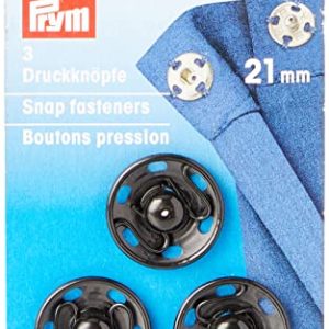 Prym Mosiądz Czarny (21mm) Przyszywać Kłapnięcie Elementy Złączne 3 Sztuki Prym Mosiądz Czarny (21mm) Przyszywać Kłapnięcie Elementy Złączne 3 Sztuki
