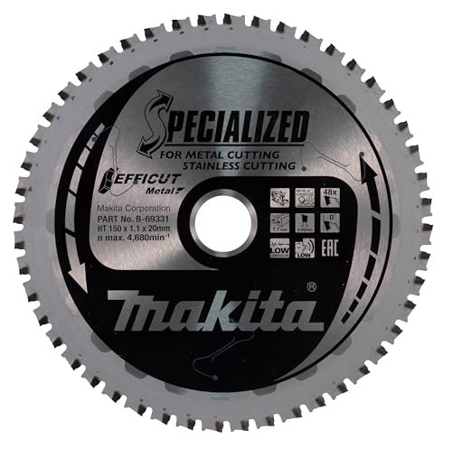 Makita Brzeszczot do metalu Efficut, aluminium akumulatorowych ręcznych pilarek tarczowych (150 x 1,1 20 mm, 48 zębów) B 69331 wielokolorowy - obrazek 1