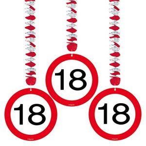 Świderki wiszące, Urodziny 18, czerwono białe, 3 sztuki Świderki wiszące, Urodziny 18, czerwono białe, 3 sztuki