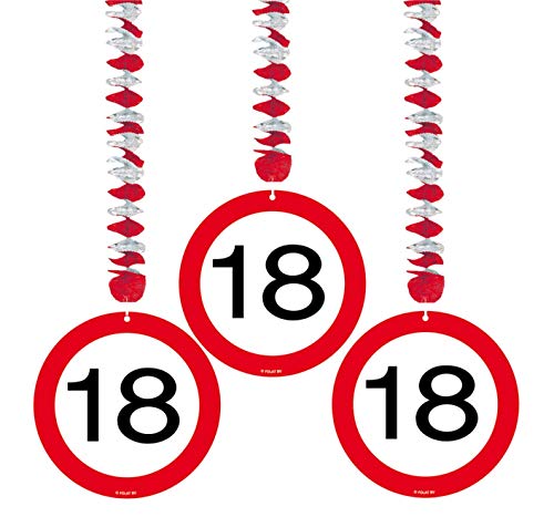 Świderki wiszące, Urodziny 18, czerwono białe, 3 sztuki Świderki wiszące, Urodziny 18, czerwono białe, 3 sztuki