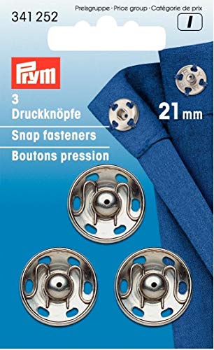 Prym Przyszywanie Mosiezne Zatrzaski 3 Czesciowe, Srednica 21 mm, Srebrna - obrazek 1