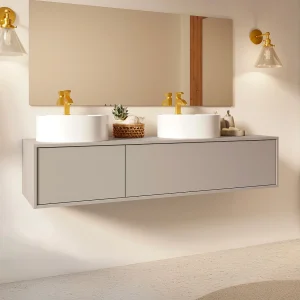 Szafka łazienkowa wisząca – Kolor beżowy – L150 cm – ISAURE II 4319092