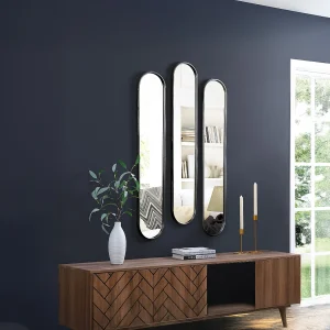 Zestaw 3 owalnych luster metalowych – dł.23 x wys.120 cm – Czarny – JAYLEN 3904236 Zestaw 3 owalnych luster metalowych – dł.23 x wys.120 cm – Czarny – JAYLEN 3904236