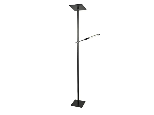 Ideal – Czarna lampa stojąca LED z metalu wys. 180 cm Fabas Luce – 2 światła 40 W i 8 W ze zintegrowaną diodą LED 3000 K 4540039 Ideal – Czarna lampa stojąca LED z metalu wys. 180 cm Fabas Luce – 2 światła 40 W i 8 W ze zintegrowaną diodą LED 3000 K 4540039