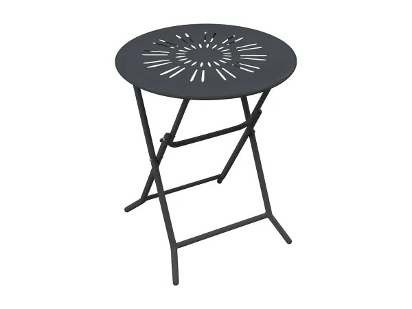 Składany stolik ogrodowy śr. 60 cm z metalu w stylu kutego żelaza – Antracytowy – GUERMANTES od MYLIA 4219297 Składany stolik ogrodowy śr. 60 cm z metalu w stylu kutego żelaza – Antracytowy – GUERMANTES od MYLIA 4219297