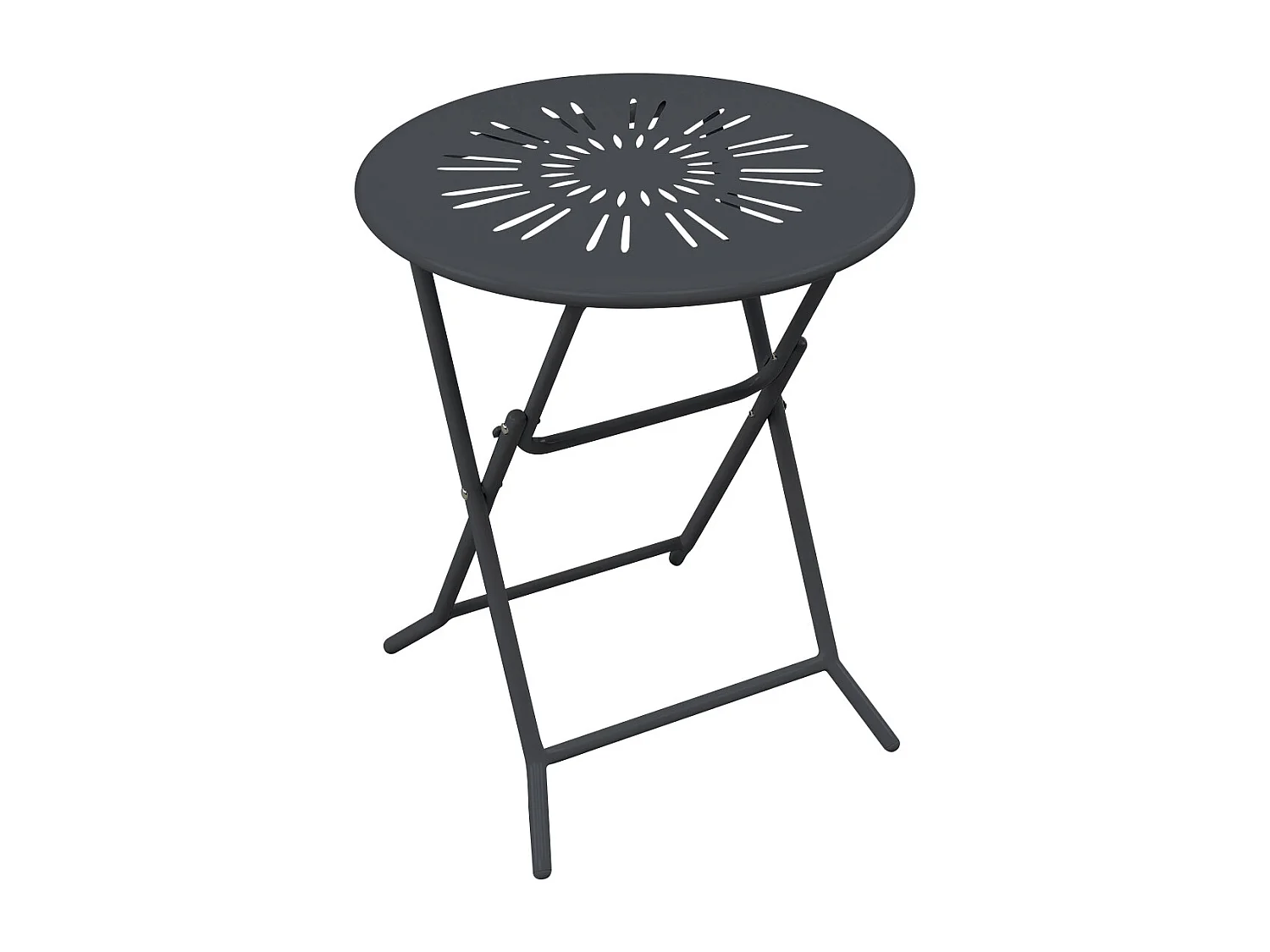 Składany stolik ogrodowy śr. 60 cm z metalu w stylu kutego żelaza - Antracytowy - GUERMANTES od MYLIA 4219297 - obrazek 1