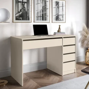 Biurko z 5 szufladami – Beżowe – JENEMI 4397740 Biurko z 5 szufladami – Beżowe – JENEMI 4397740