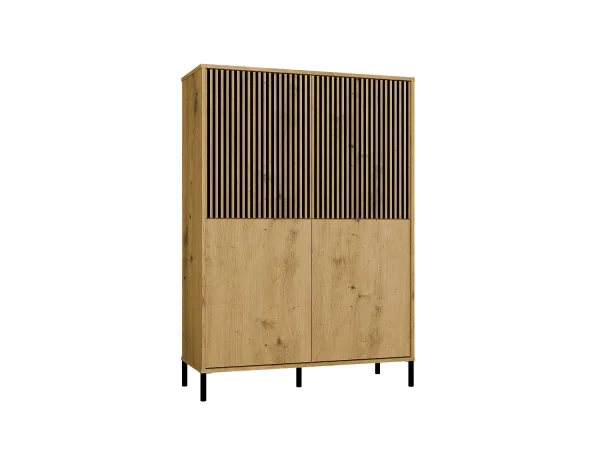 KAMARO Witryna 4D Slim | Dąb Artisan | 103.5x40x147.5 cm | 4 Drzwi Gładkie/Ryflowane 4078498 KAMARO Witryna 4D Slim | Dąb Artisan | 103.5x40x147.5 cm | 4 Drzwi Gładkie/Ryflowane 4078498