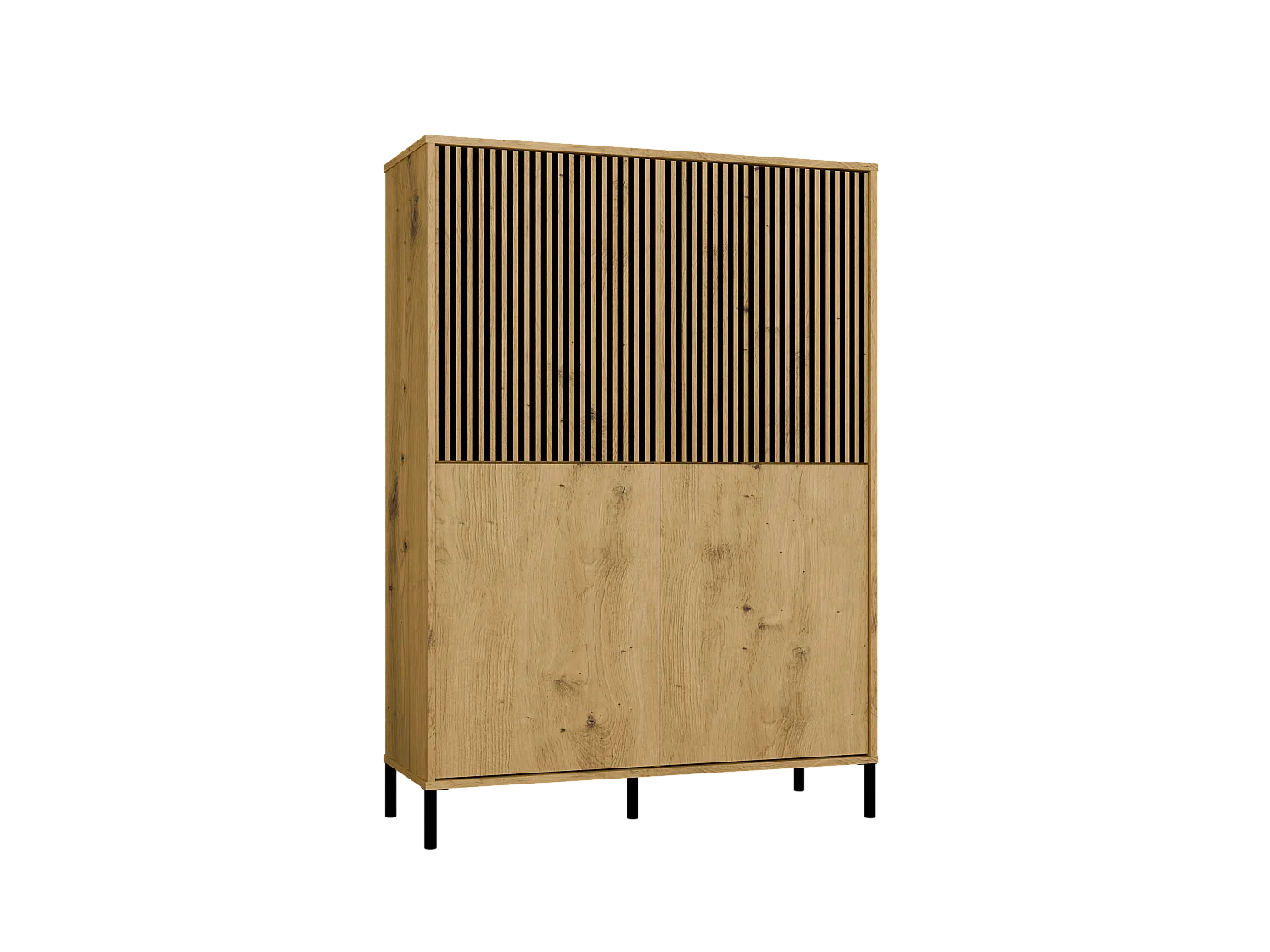 KAMARO Witryna 4D Slim | Dąb Artisan | 103.5x40x147.5 cm | 4 Drzwi Gładkie/Ryflowane 4078498 - obrazek 1