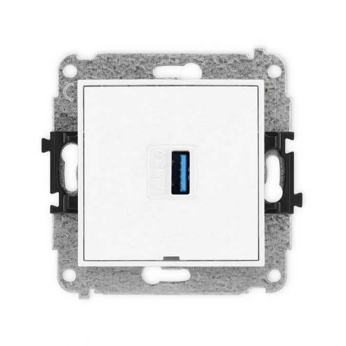 MINI Mechamizm gniazda pojedynczego USB A‑A 3.0, bez pola opisowego biały mat 25MGUSBBO‑5 - obrazek 1