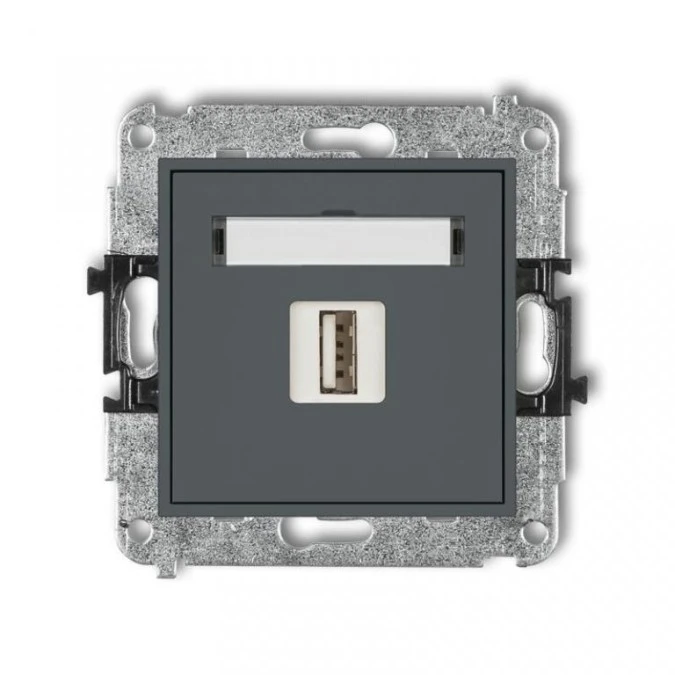 MINI Ładowarka USB pojedyncze 5V 2A grafitowy mat 28MCUSB‑3 - obrazek 1
