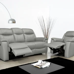 Kanapa 3+1 z funkcją relax EVASION ze skóry – Kolor jasnoszary 101691 Kanapa 3+1 z funkcją relax EVASION ze skóry – Kolor jasnoszary 101691