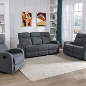Kanapa 2-osobowa z funkcją relax z tkaniny w kolorze szarym – EVELYN 139095