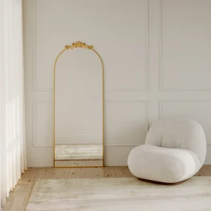 Duże lustro w stylu romantycznym z ramą – Metal – szer. 65 x Wys. 165 cm – Złoty – INARI 4218048 Duże lustro w stylu romantycznym z ramą – Metal – szer. 65 x Wys. 165 cm – Złoty – INARI 4218048