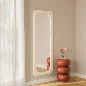 Lustro organiczne z błyszczącym wykończeniem – szer. 60 x wys. 160 cm – Kość słoniowa – HAIMEI 4218051 Lustro organiczne z błyszczącym wykończeniem – szer. 60 x wys. 160 cm – Kość słoniowa – HAIMEI 4218051