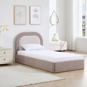 Łóżko ze skrzynią90 x 190 cm – Tkanina – Taupe i beżowy + Materac – IDONO 4812706 Łóżko ze skrzynią90 x 190 cm – Tkanina – Taupe i beżowy + Materac – IDONO 4812706