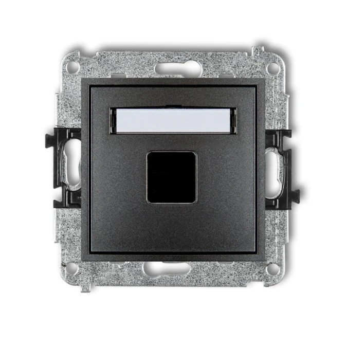 MINI Mechanizm gniazda multimedialnego pojedynczego bez modułu (standard Keystone) grafitowy 11MGM‑1P - obrazek 1