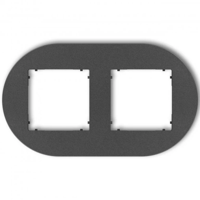 MINI Ramka uniwersalna podwójna okrągła z tworzywa grafitowy 11MRTO‑2 - obrazek 1