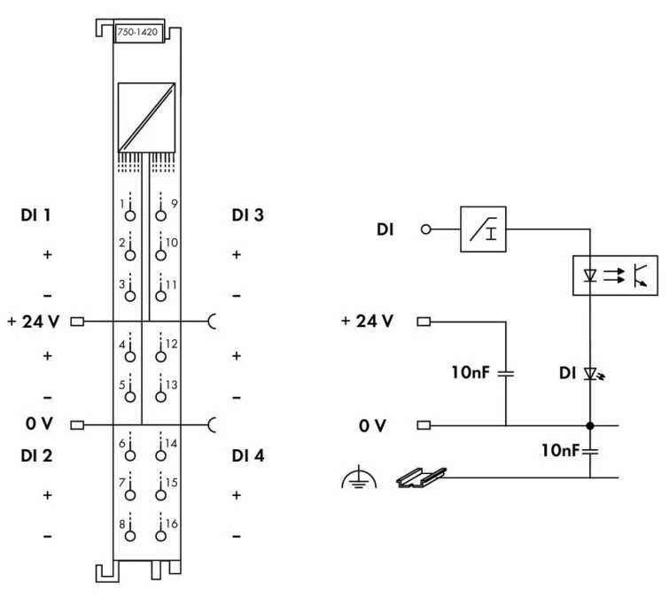 Moduł 4DI 24V DC 3,0ms 750‑1420 - obrazek 3