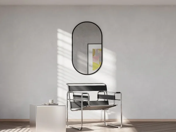 Owalne lustro aluminiowe – dł. 40 x wys. 70 cm – Czarne – INARA 4219264 Owalne lustro aluminiowe – dł. 40 x wys. 70 cm – Czarne – INARA 4219264