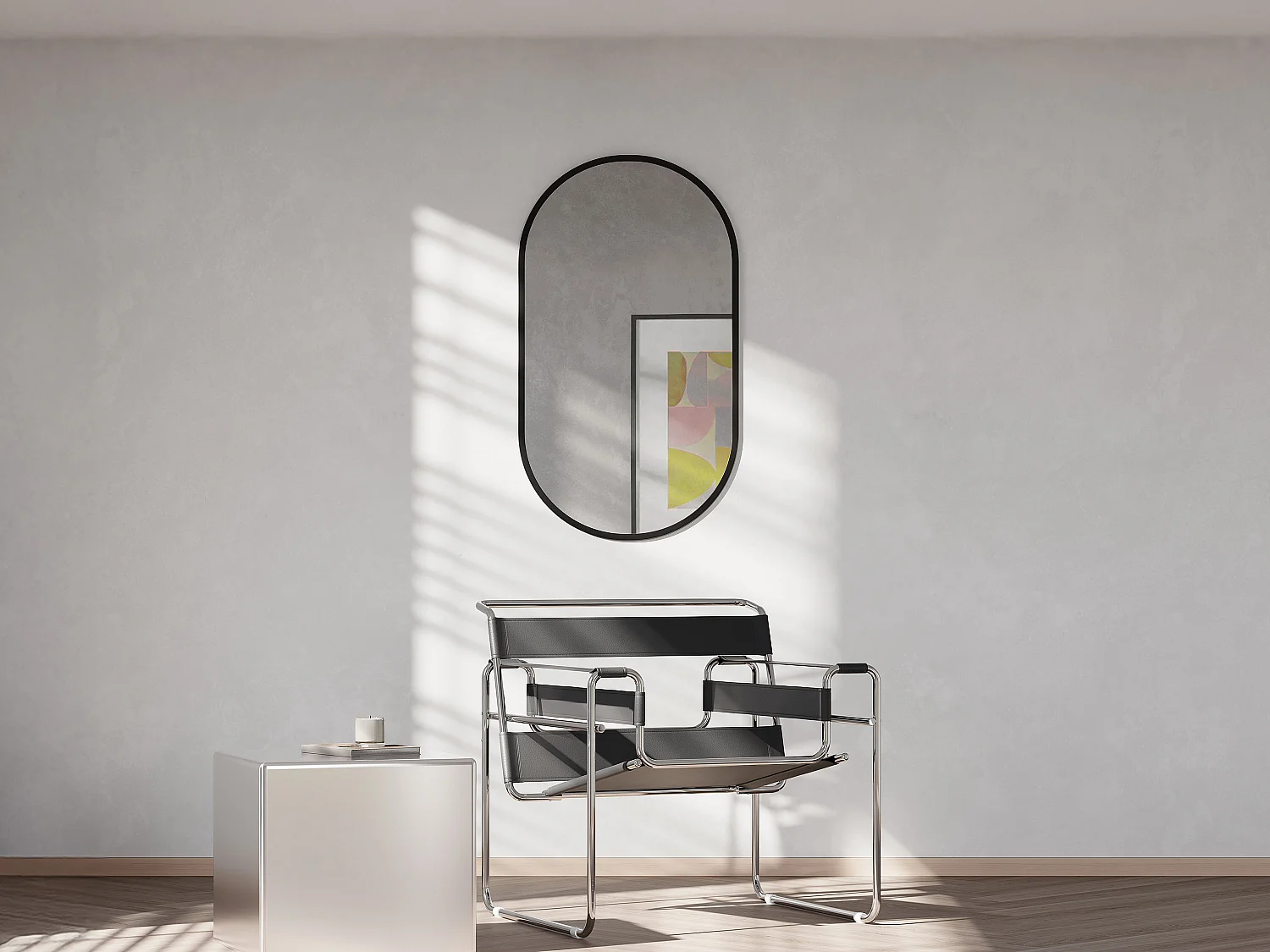 Owalne lustro aluminiowe - dł. 40 x wys. 70 cm - Czarne - INARA 4219264 - obrazek 1