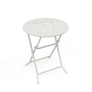Składany stolik ogrodowy śr. 60 cm z metalu w stylu kutego żelaza – Biały – GUERMANTES od MYLIA 4219296 Składany stolik ogrodowy śr. 60 cm z metalu w stylu kutego żelaza – Biały – GUERMANTES od MYLIA 4219296