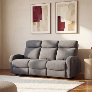 Kanapa 3-osobowa z funkcją relax z tkaniny w kolorze szarym – EVELYN 139093