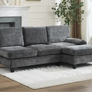 Kanapa narożna 3-osobowa w kształcie litery L – 194x118x81 cm – Modułowa – Miękkie poduszki – Len – Szary 4860519 Kanapa narożna 3-osobowa w kształcie litery L – 194x118x81 cm – Modułowa – Miękkie poduszki – Len – Szary 4860519